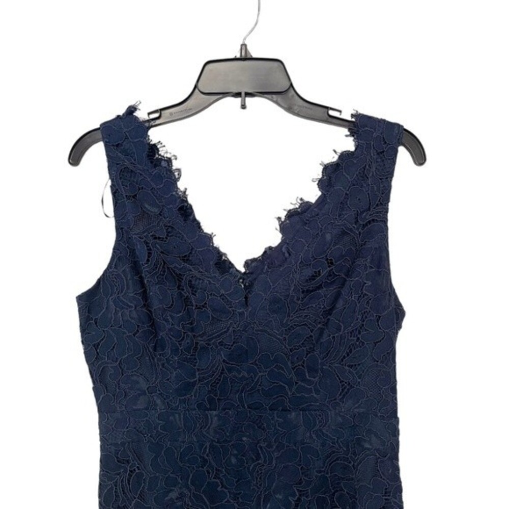 NWT ELIZA J | Navy Lace Frayed Floral Sleeveless V Neck Formal Hi-Lo Dress 8 - Picture 8 of 15
